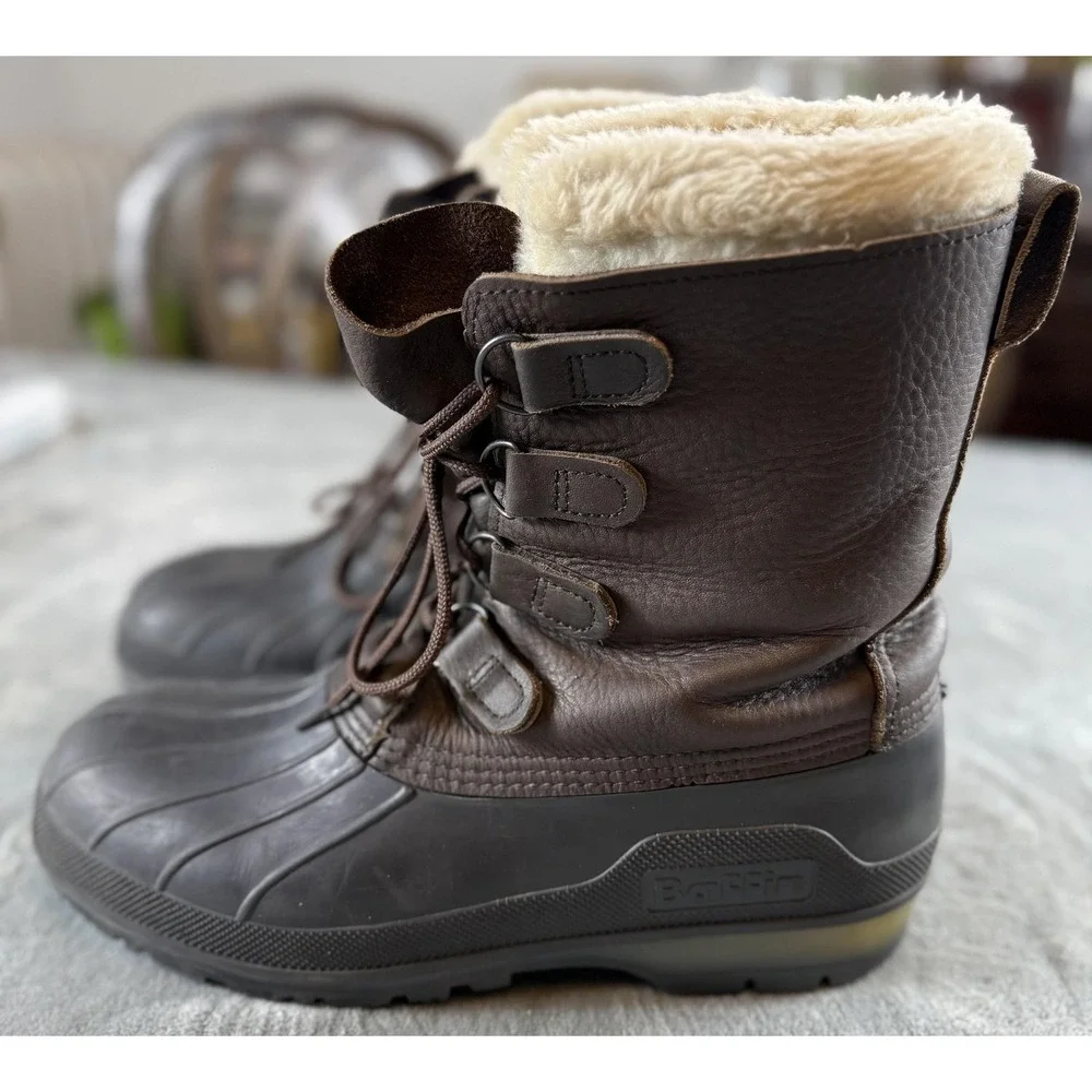 Baffin Winter Snow Boots Mens 11 Leather Waterproof Duck Insulated Faux Fur
